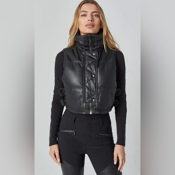 Alp N’ Rock faux Leather Cropped Vest Black - Picture 2 of 5